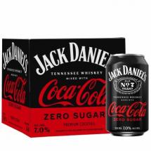 Jack Daniels Whiskey & Coca Cola Zero Sugar (4 pack cans) (4 pack cans)